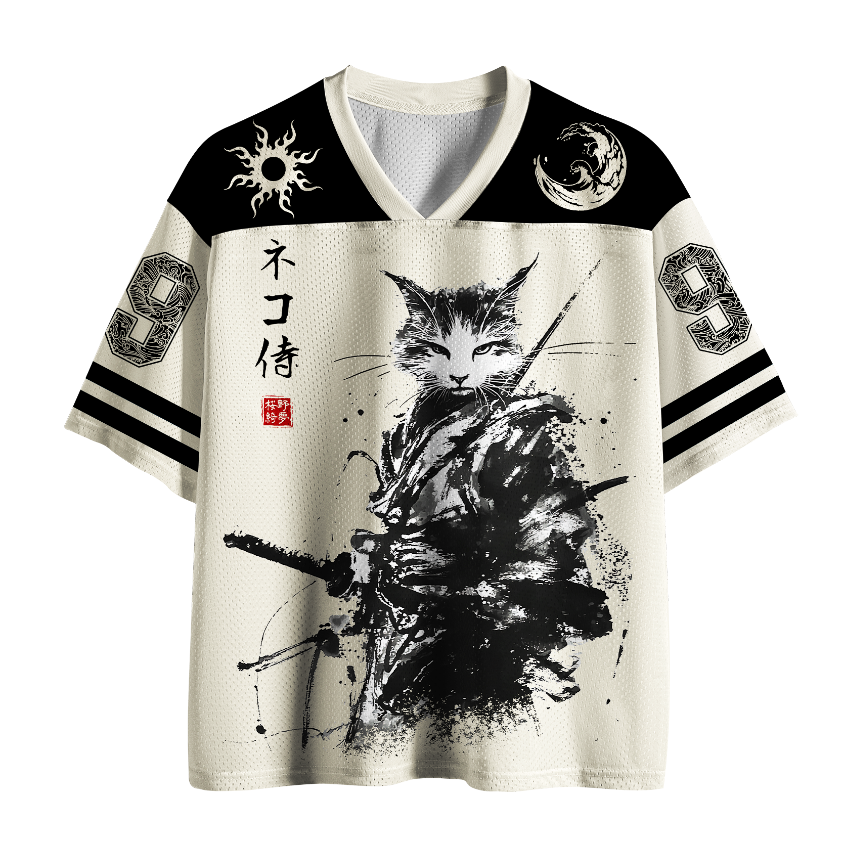 Kyoto-Lion Ronin Neko: The Ink Samurai Mesh Jersey