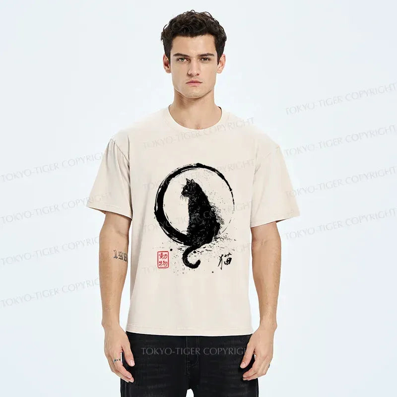 Retro Japanese Black Cat T-Shirt