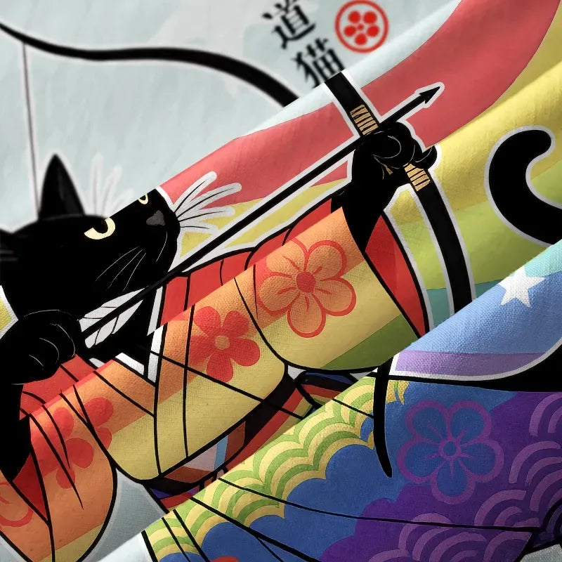 Japanese Cat Archery Button-up Shirt for Gift