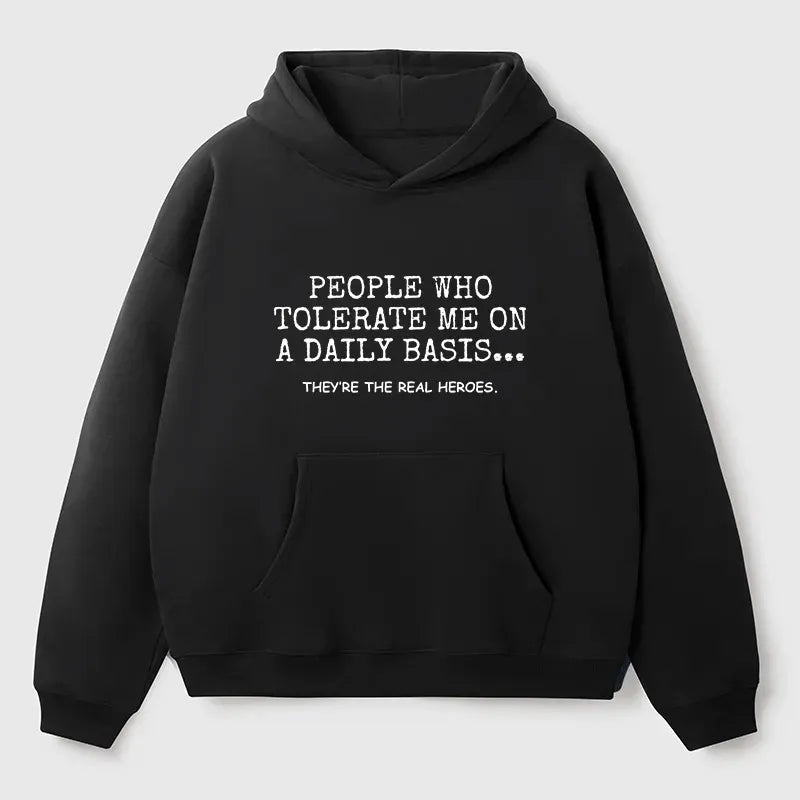 Kyoto-Lion Anyone Who Puts Up With Me Is A Hero Adult Fleece Hoodie