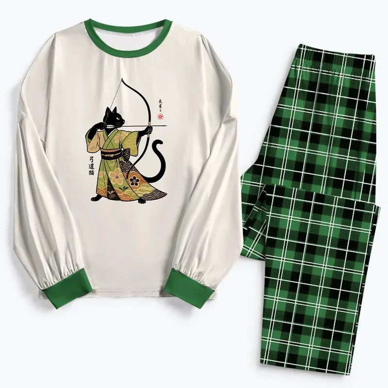 Kyoto-Lion Japan Cat Archery Family Pajama Sets