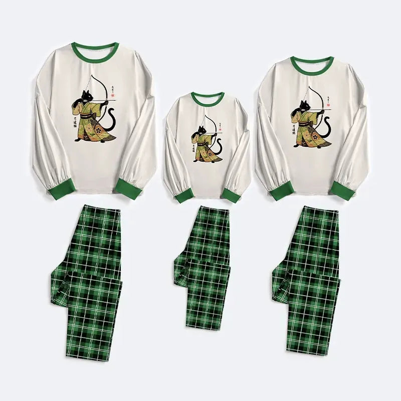 Japanese Cat Archery Family Pajama Set