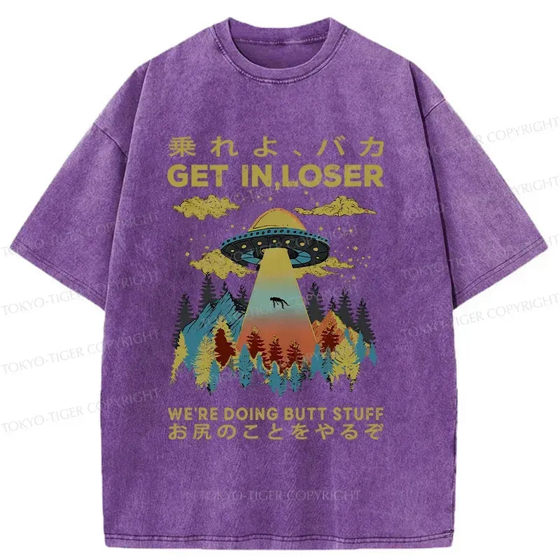 Kyoto-Lion Alien Pick Up Funny Washed T-Shirt