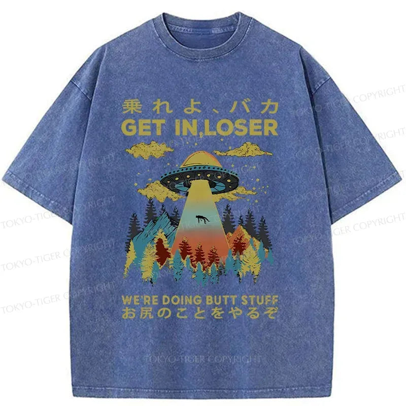 Kyoto-Lion Alien Pick Up Funny Washed T-Shirt
