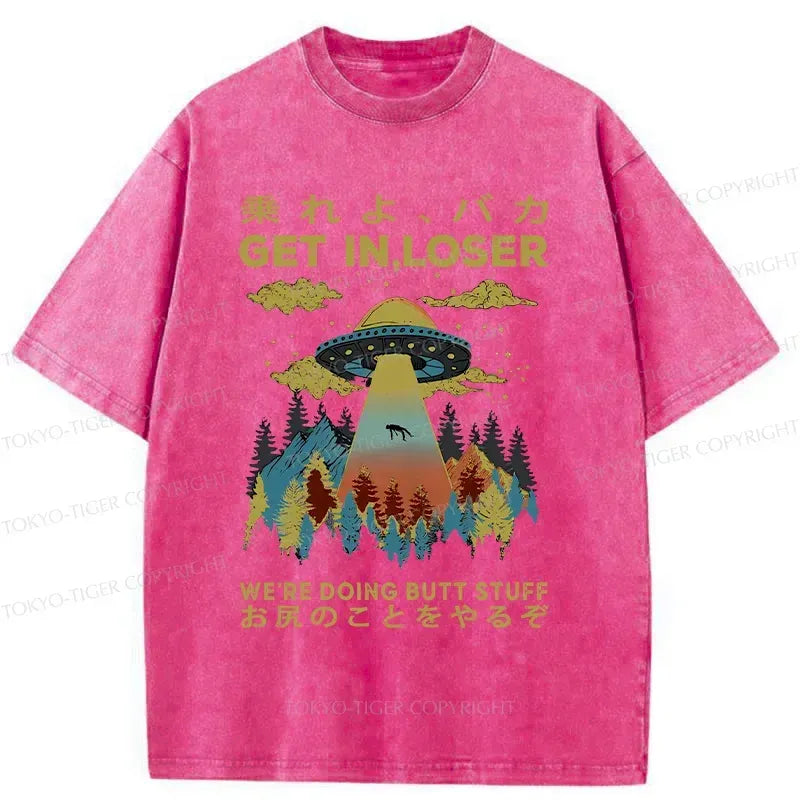 Kyoto-Lion Alien Pick Up Funny Washed T-Shirt