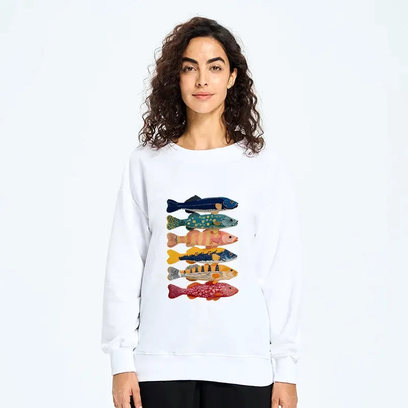 Kyoto Lion colorful fish art sweatshirt free shipping