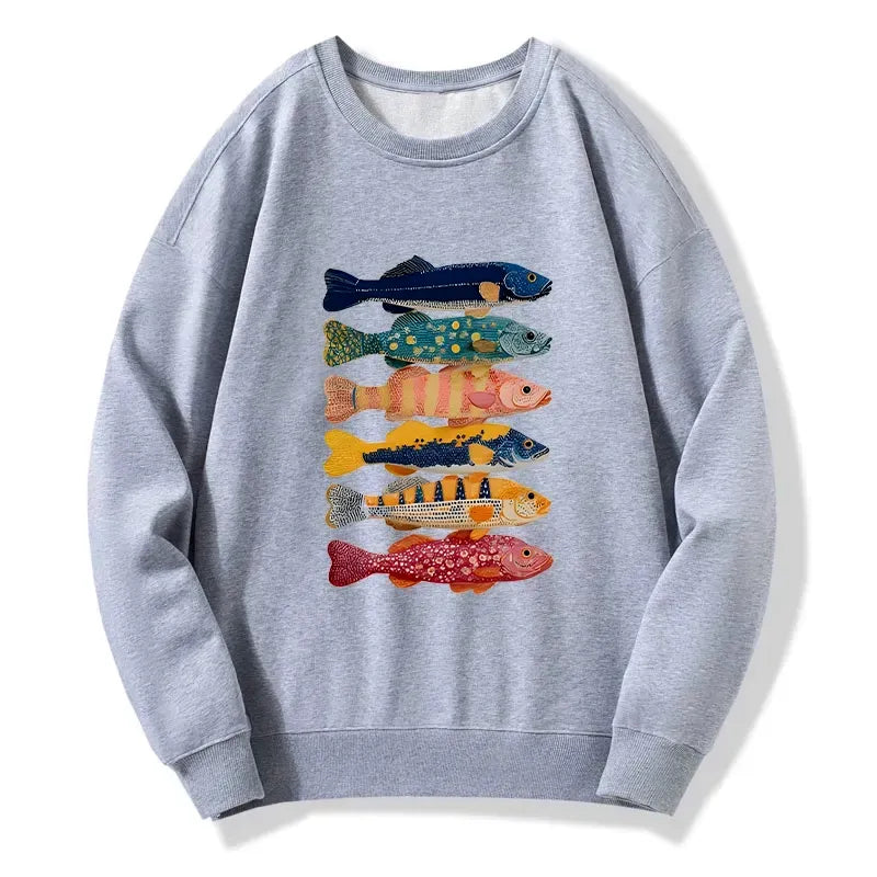 Kyoto Lion colorful fish art sweatshirt free shipping