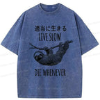 Kyoto-Lion Live Slow Die Whenever Washed T-Shirt