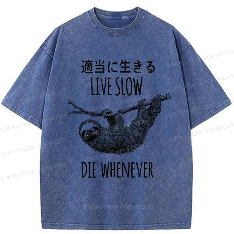 Kyoto-Lion Live Slow Die Whenever Washed T-Shirt
