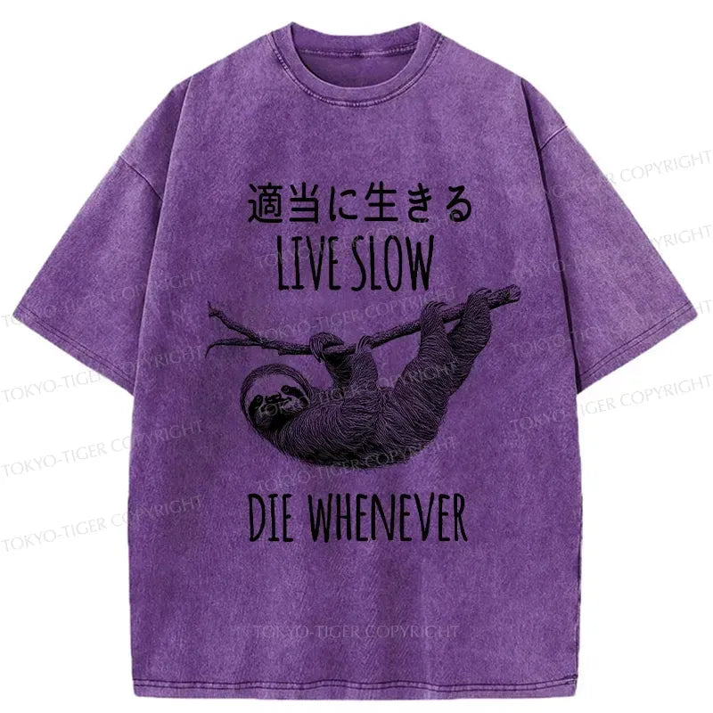 Kyoto-Lion Live Slow Die Whenever Washed T-Shirt