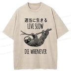Kyoto-Lion Live Slow Die Whenever Washed T-Shirt
