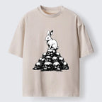 Kyoto-Lion Rabbit On Skull Pile Washed T-Shirt