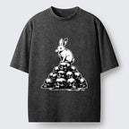 Kyoto-Lion Rabbit On Skull Pile Washed T-Shirt