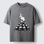 Kyoto-Lion Rabbit On Skull Pile Washed T-Shirt