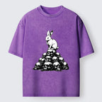 Kyoto-Lion Rabbit On Skull Pile Washed T-Shirt