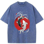 Kyoto-Lion Japanese Yin Yang Koi Washed T-Shirt