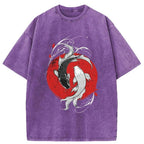 japanese yin yang koi washed t-shirt