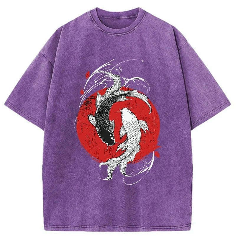 japanese yin yang koi washed t-shirt