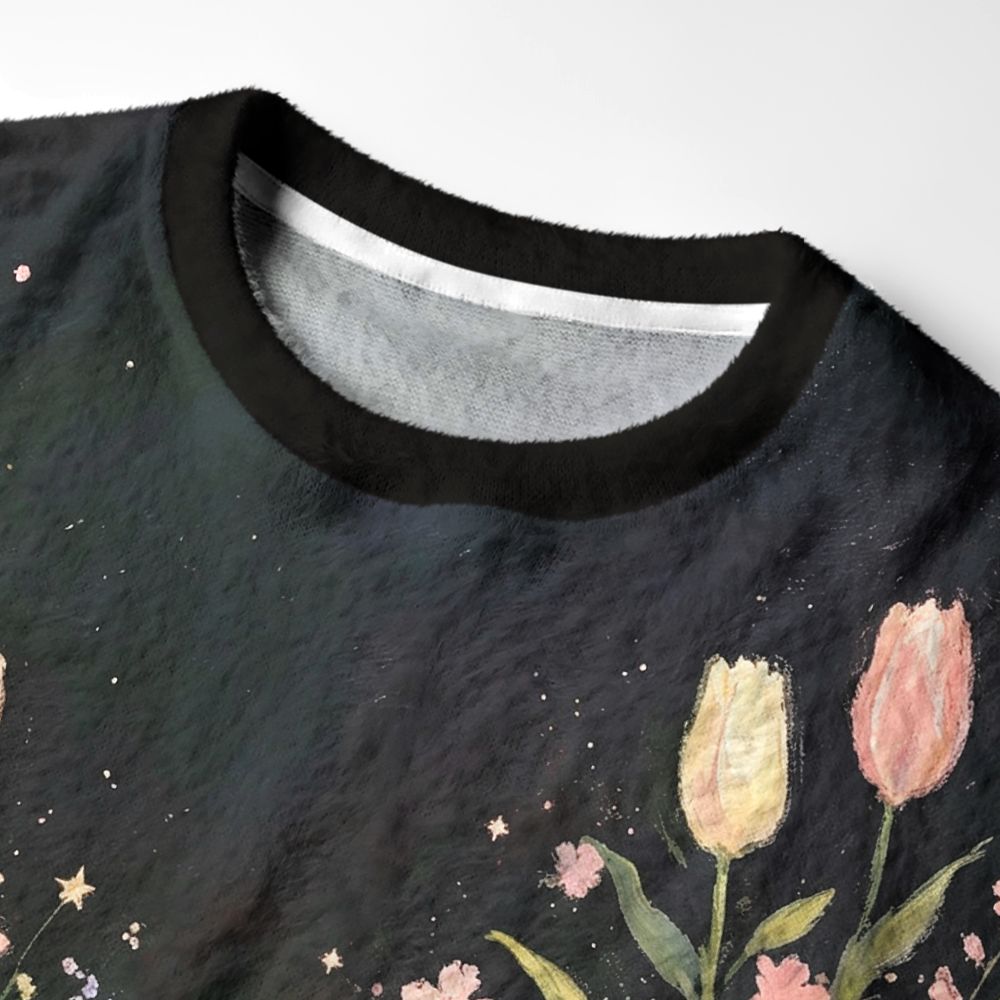 Kyoto-Lion Blossom-Wrapped Tiger Fuzzy Christmas Ugly Sweatshirt