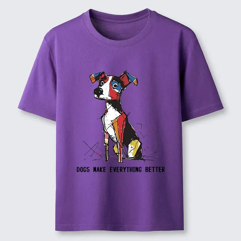 Colorful Puppy Street Art T-Shirt for Streetwear