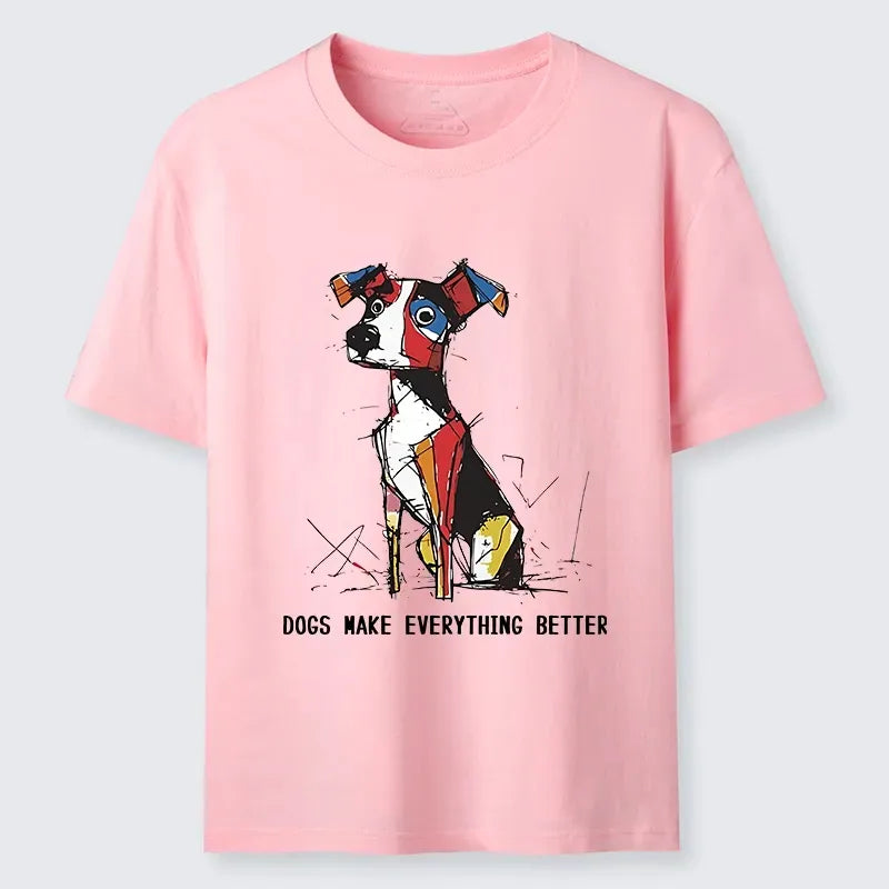 Colorful Puppy Street Art T-Shirt for Streetwear