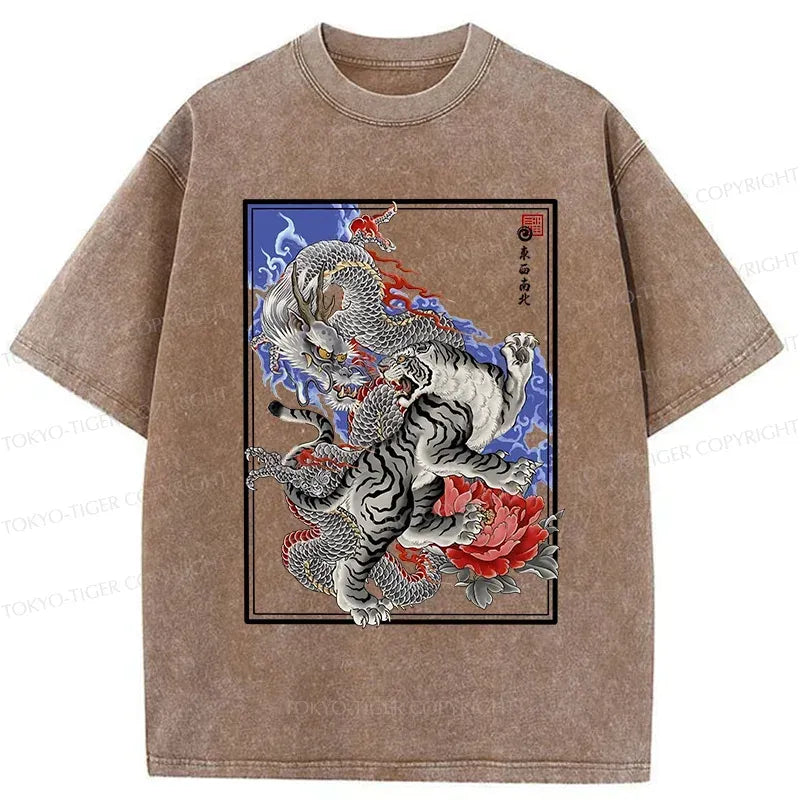 Kyoto-Lion Dragon And Tiger Washed T-Shirt