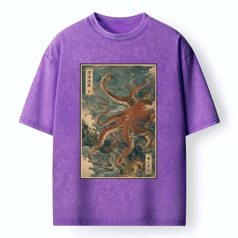 Deep Ocean Ukiyo-e Tee for Summer
