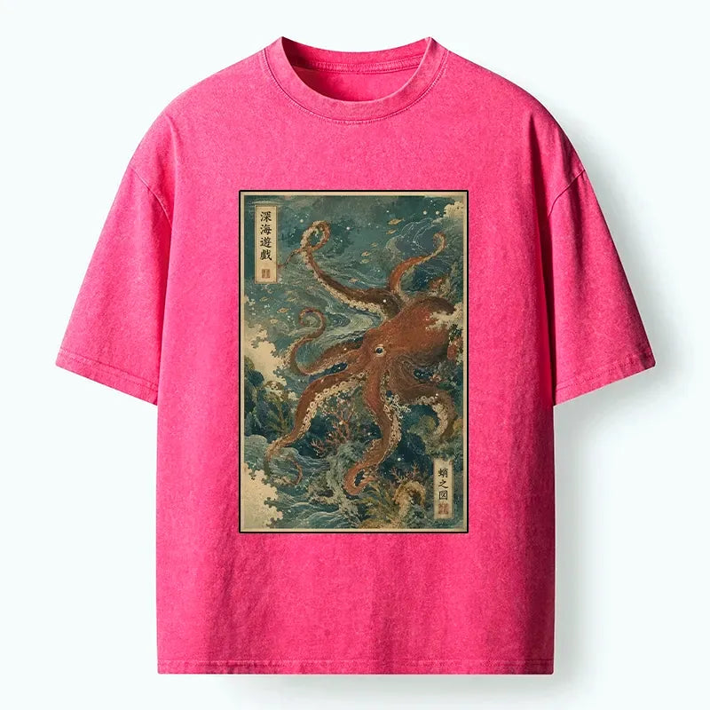 Deep Ocean Ukiyo-e Tee for Summer
