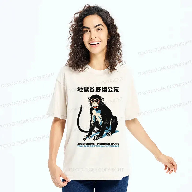 Kyoto-Lion Japan Monkey Park Washed T-Shirt