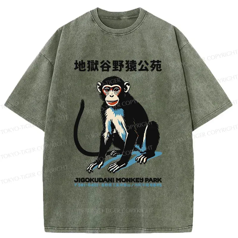 Kyoto-Lion Japan Monkey Park Washed T-Shirt