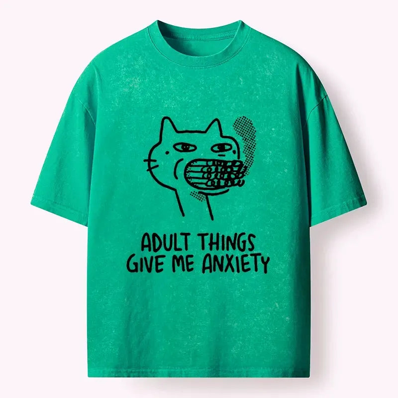 Kyoto-Lion Funny Cat Meme Adult Life Panic Washed T-Shirt