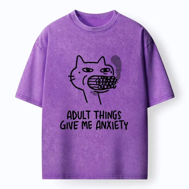 Kyoto-Lion Funny Cat Meme Adult Life Panic Washed T-Shirt