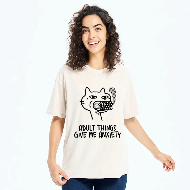 funny cat meme washed t-shirt