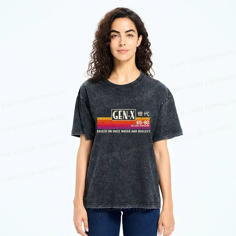 Retro Japanese Washed T-shirt for Daily Wear