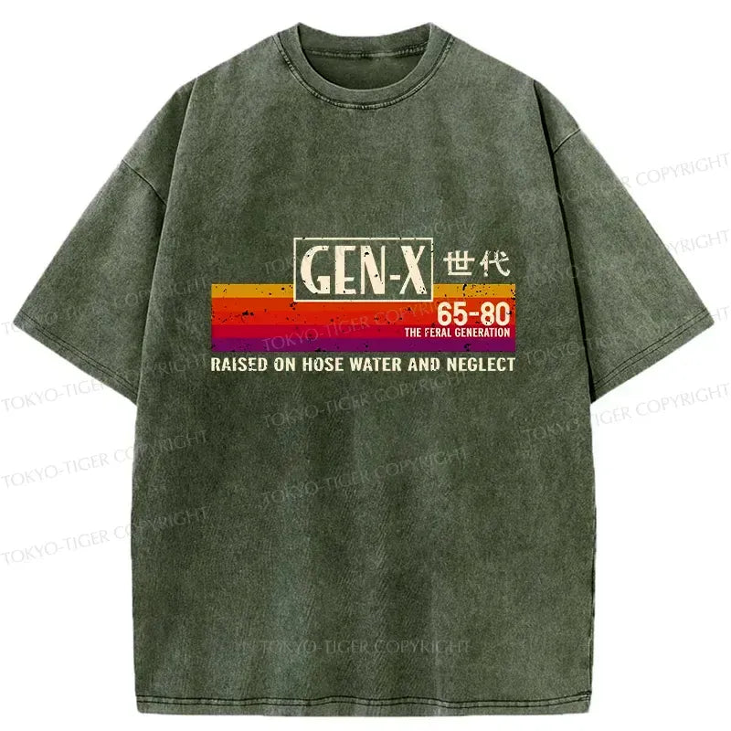 Retro Japanese Washed T-shirt for Daily Wear