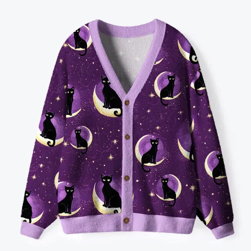 Kyoto moon cat ugly sweater for daily wear