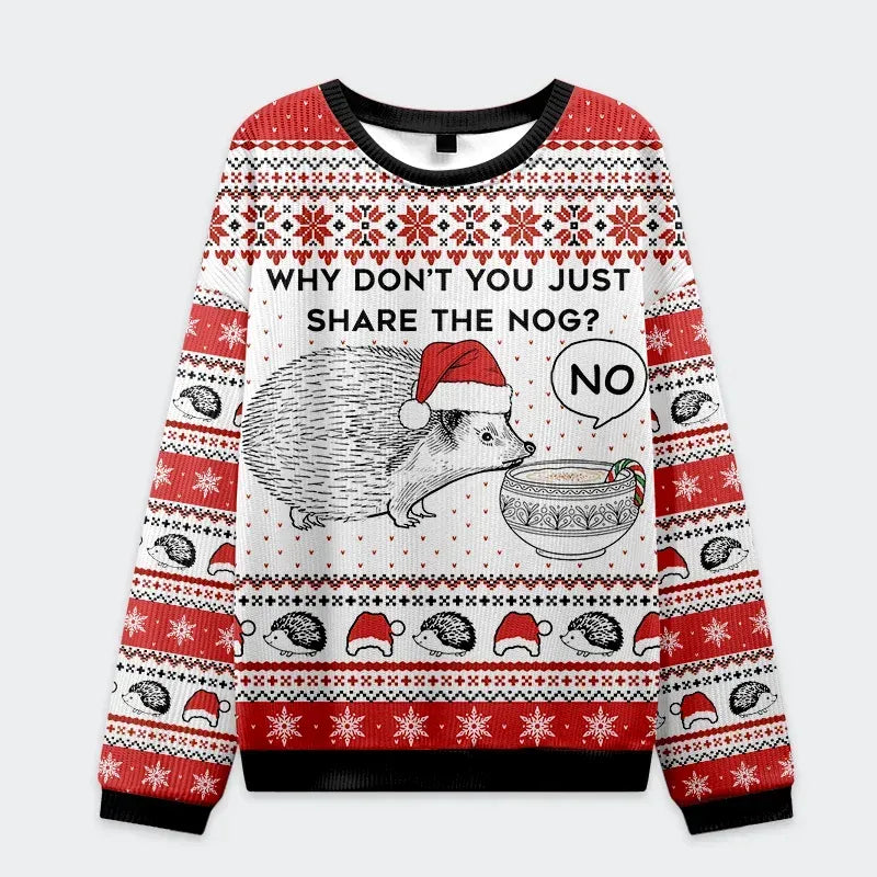 Kyoto-Lion Hedgehog Rejection Christmas Ugly Sweatshirt