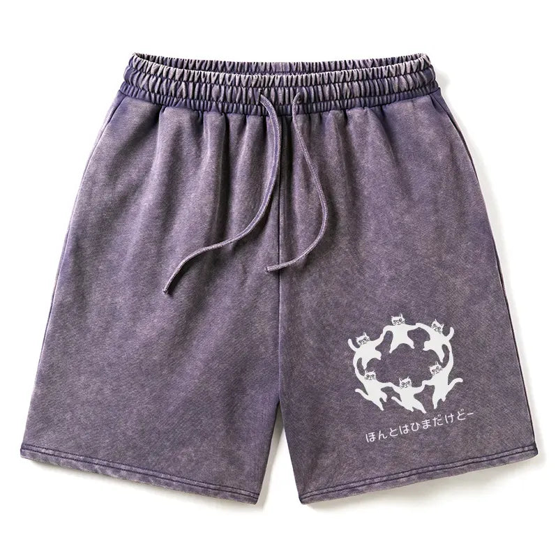 Kyoto-Lion Leisure Cats Japanese Washed Shorts