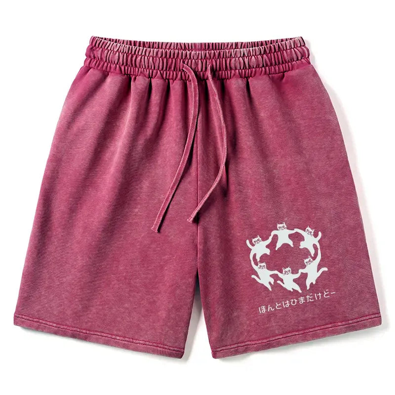 Kyoto-Lion Leisure Cats Japanese Washed Shorts