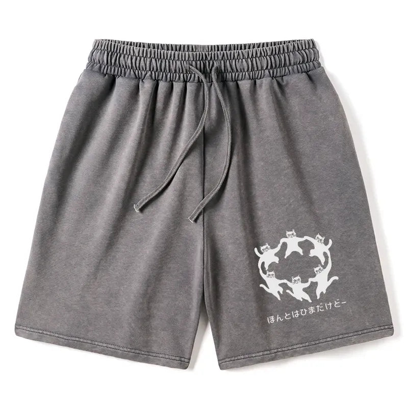 Kyoto-Lion Leisure Cats Japanese Washed Shorts