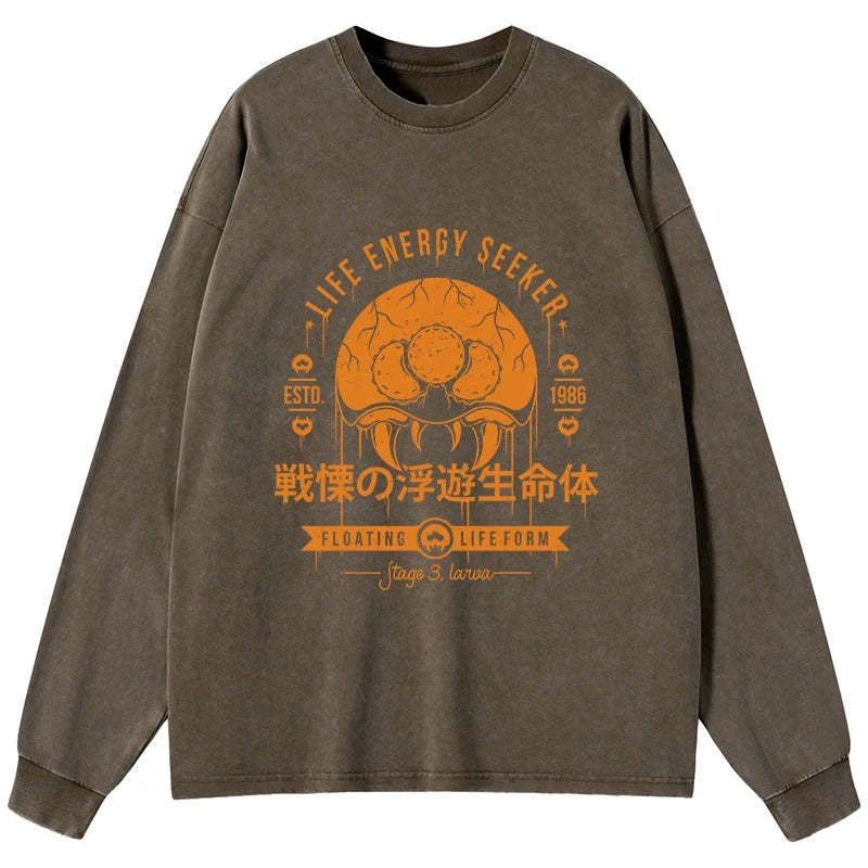 unisex washed long sleeve shirt for streetwear