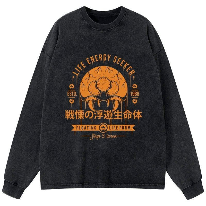 japanese style washed long sleeve tee