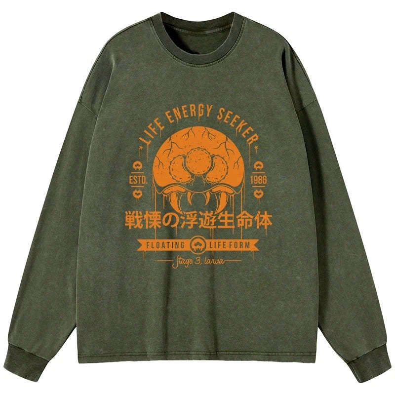 japanese style washed long sleeve tee