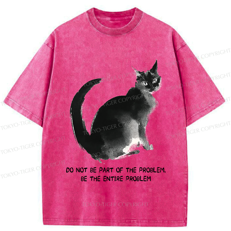 Kyoto-Lion Funny Cat Be The Entire Problem Washed T-Shirt