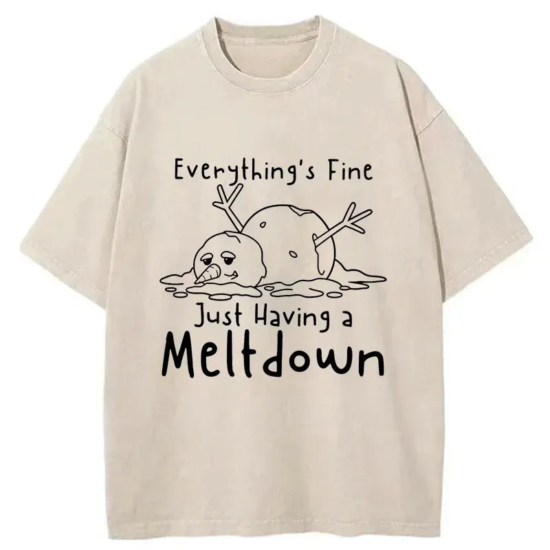 Kyoto-Lion Snowman Had An Emotional Breakdown Washed T-Shirt