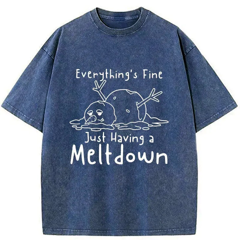 Kyoto-Lion Snowman Had An Emotional Breakdown Washed T-Shirt