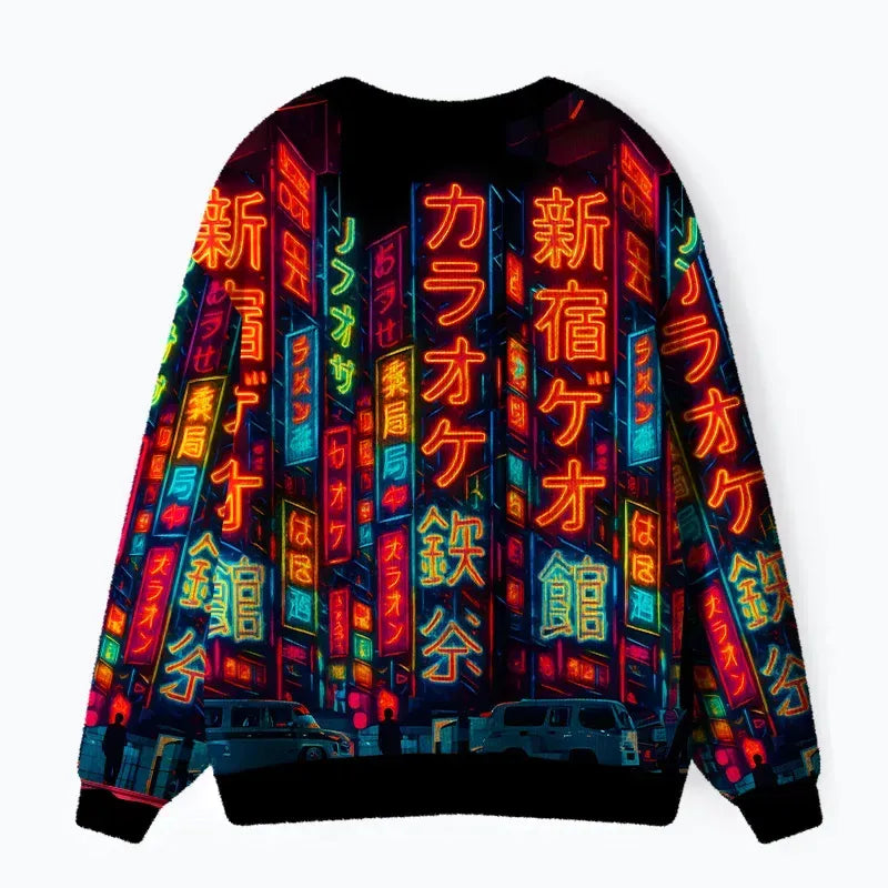 Kyoto-Lion Shinjuku Night Scene Ugly Cardigan Sweater