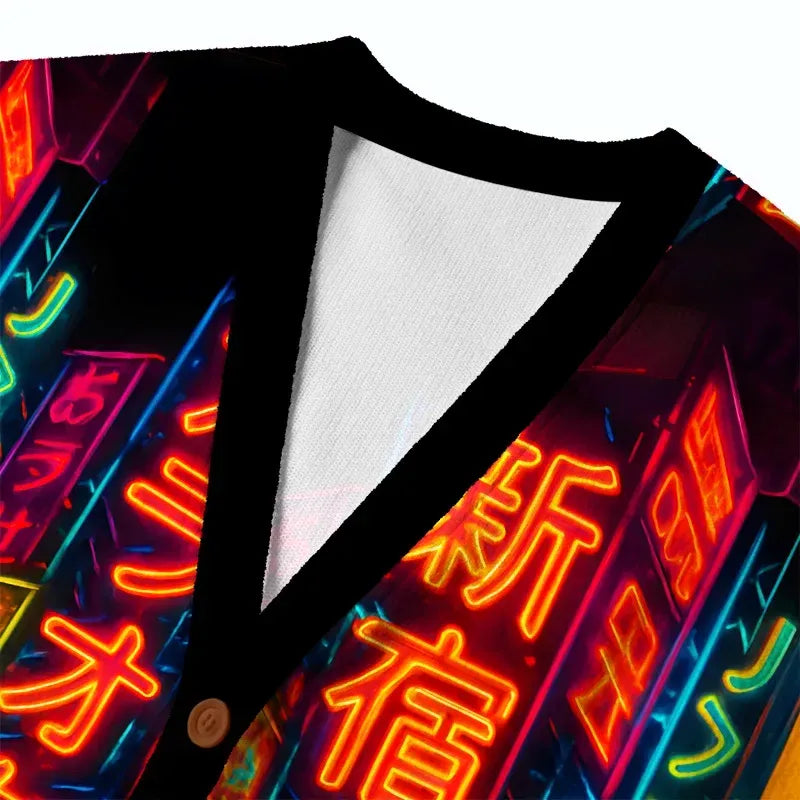 Kyoto-Lion Shinjuku Night Scene Ugly Cardigan Sweater