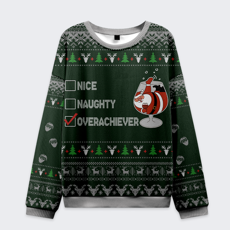 Kyoto-Lion Nice, Naughty, Overachiever Christmas Ugly Sweatshirt