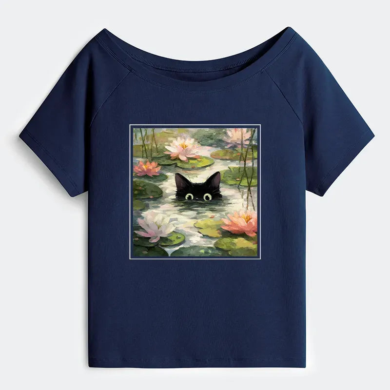 japanese lotus flower t shirt for women casual